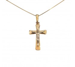 COLLANA CON CROCIFISSO IN ORO GIALLO E BIANCO 18KT