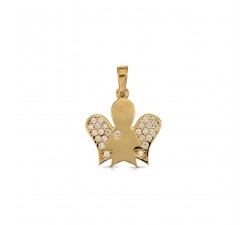 CIONDOLO ANGELO IN ORO GIALLO 18 KT CON ZIRCONI + COLLANA LACCIO IN OMAGGIO