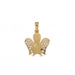 CIONDOLO ANGELO IN ORO GIALLO 18 KT CON ZIRCONI + COLLANA LACCIO IN OMAGGIO
