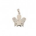 CIONDOLO ANGELO IN ORO BIANCO 18 KT CON ZIRCONI + COLLANA LACCIO IN OMAGGIO