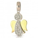 CIONDOLO ANGELO IN ORO GIALLO E BIANCO18 KT CON ZIRCONI + COLLANA LACCIO IN OMAGGIO