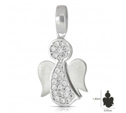 CIONDOLO ANGELO IN ORO BIANCO 18 KT CON ZIRCONI + COLLANA LACCIO IN OMAGGIO