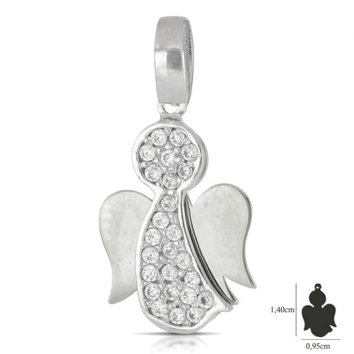 CIONDOLO ANGELO IN ORO GIALLO 18 KT CON ZIRCONI + COLLANA LACCIO IN OMAGGIO