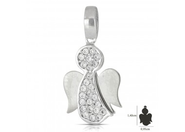 CIONDOLO ANGELO IN ORO GIALLO 18 KT CON ZIRCONI + COLLANA LACCIO IN OMAGGIO