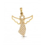 CIONDOLO ANGELO IN ORO GIALLO 18 KT CON ZIRCONI + COLLANA LACCIO IN OMAGGIO