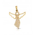 CIONDOLO ANGELO IN ORO GIALLO 18 KT CON ZIRCONI + COLLANA LACCIO IN OMAGGIO