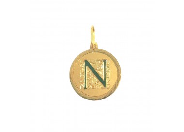 CIONDOLO MEDAGLIETTA LETTERA INIZIALE N IN ORO GIALLO 18 KT + COLLANA IN OMAGGIO