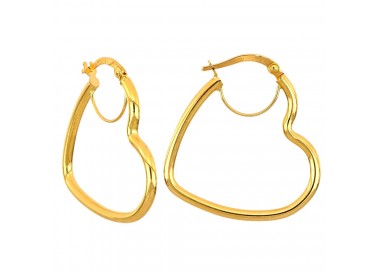 ORECCHINI CERCHI CUORE IN ORO GIALLO 18 KT