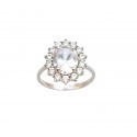 ANELLO KATE IN ORO BIANCO 18 KT CON ZIRCONE CELESTE ACQUAMARINA E BIANCHI