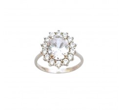 ANELLO KATE IN ORO BIANCO 18 KT CON ZIRCONE CELESTE ACQUAMARINA E BIANCHI