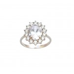 ANELLO KATE IN ORO BIANCO 18 KT CON ZIRCONE CELESTE ACQUAMARINA E BIANCHI