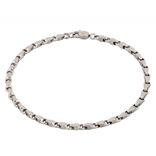 BRACCIALE UOMO CATENA TUBOLARE IN ORO BIANCO 18 KT