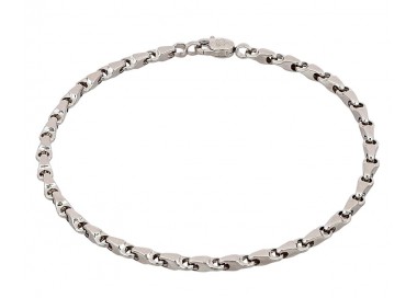 BRACCIALE UOMO CATENA TUBOLARE IN ORO BIANCO 18 KT