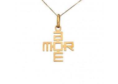 COLLANA UOMO CROCE AMORE IN ORO GIALLO 18 KT