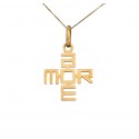 COLLANA UNISEX CROCE AMORE IN ORO GIALLO 18 KT