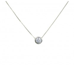 COLLANA DONNA PUNTO LUCE IN ORO BIANCO 18 KT CON ZIRCONE TAGLIO BRILLANTE