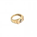 ANELLO SOLITARIO DA UOMO IN ORO GIALLO BIANCO E ROSA 18 KT CON ZIRCONE
