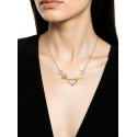 COLLANA DA DONNA CUORE IN ORO BIANCO E GIALLO 18 KT CON ZIRCONI TAGLIO BRILLANTE