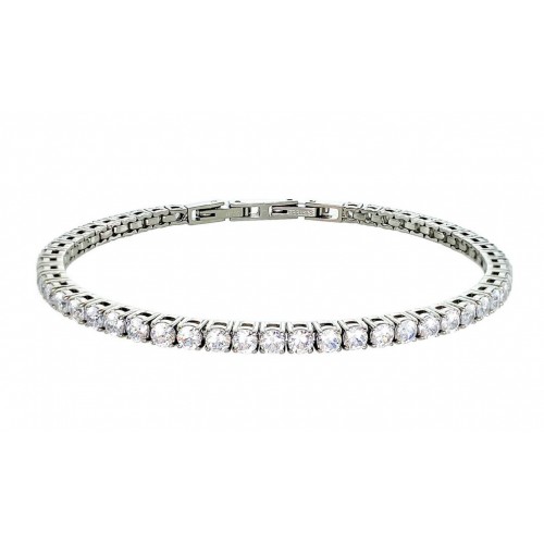 BRACCIALE TENNIS UNISEX IN ARGENTO RODIATO ORO BIANCO CON ZIRCONI