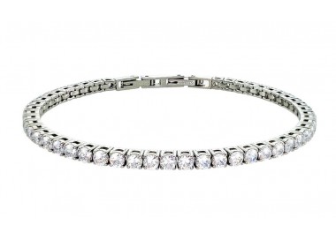 BRACCIALE TENNIS UNISEX IN ARGENTO RODIATO ORO BIANCO CON ZIRCONI