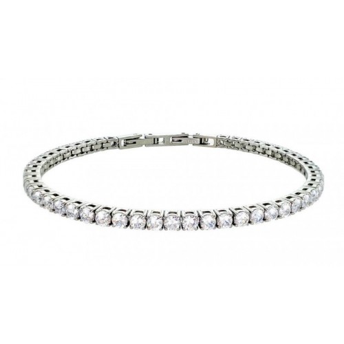 BRACCIALE TENNIS UNISEX IN ARGENTO RODIATO ORO BIANCO CON ZIRCONI