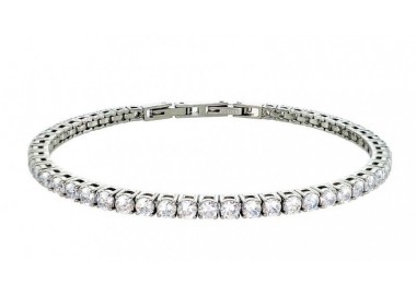 BRACCIALE TENNIS UNISEX IN ARGENTO RODIATO ORO BIANCO CON ZIRCONI