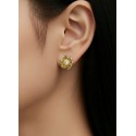ORECCHINI FIORE IN ORO GIALLO 18 KT CON PERLE BIANCHE