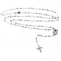 COLLANA UNISEX ROSARIO CON CROCE IN ARGENTO 925 RODIATO ORO BIANCO CON ZIRCONI