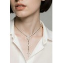 COLLANA UNISEX ROSARIO CON CROCE IN ARGENTO 925 RODIATO ORO BIANCO CON ZIRCONI