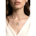 COLLANA STELLA IN ORO GIALLO E BIANCO 18 KTCON ZIROCNI TAGLIO BRILLANTE