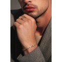 BRACCIALE UOMO CATENA TUBOLARE OVALE IN ORO GIALLO E BIANCO 18 KT