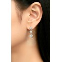 ORECCHINI PENDENTI TRILOGY CUORI ORO BIANCO 18 KT CON PAVE'ZIRCONI BIANCHI