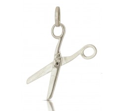 CIONDOLO FORBICI IN ORO BIANCO 18 KT + COLLANA LACCIO OMAGGIO