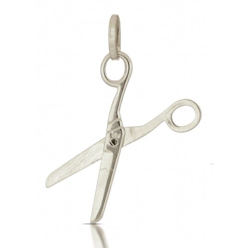 CIONDOLO FORBICI IN ORO BIANCO 18 KT + COLLANA LACCIO OMAGGIO