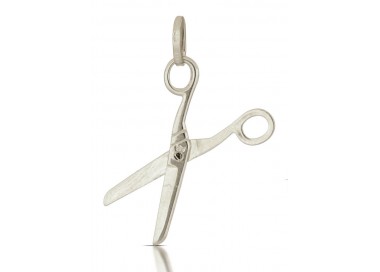 CIONDOLO FORBICI IN ORO BIANCO 18 KT + COLLANA LACCIO OMAGGIO