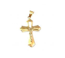 CIONDOLO CROCIFISSO IN ORO GIALLO E BIANCO 18KT + COLLANA LACCIO IN OMAGGIO