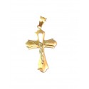 CIONDOLO CROCIFISSO IN ORO GIALLO E BIANCO 18KT + COLLANA LACCIO IN OMAGGIO