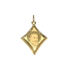 ST. PIO MEDAL PENDANT IN 18 KT YELLOW GOLD + LACE NECKLACE IN TRIBUTE