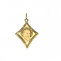 ST. PIO MEDAL PENDANT IN 18 KT YELLOW GOLD + LACE NECKLACE IN TRIBUTE