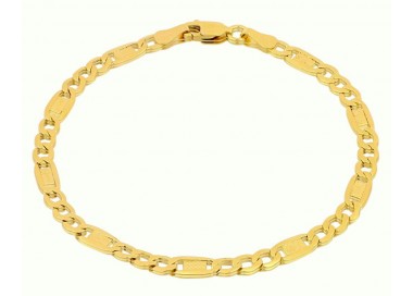BRACCIALE UOMO CATENA 3 PIU 1 IN ORO GIALLO 18 KT PUNTINATO