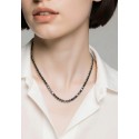 COLLANA TENNIS UNISEX IN ARGENTO 925 RODIATO ORO BIANCO CON ZIRCONI NERI