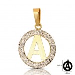 CIONDOLO LETTERA A IN ORO GIALLO 18 KT CON ZIRCONI BIANCHI + COLLANA LACCIO IN OMAGGIO