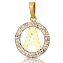 CIONDOLO UNISEX LETTERA A IN ORO GIALLO 18 KT CON ZIRCONI BIANCHI + COLLANA LACCIO IN OMAGGIO