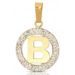 CIONDOLO LETTERA B IN ORO GIALLO 18 KT CON ZIRCONI BIANCHI + COLLANA LACCIO IN OMAGGIO