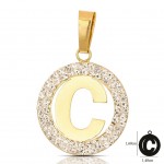 CIONDOLO LETTERACB IN ORO GIALLO 18 KT CON ZIRCONI BIANCHI + COLLANA LACCIO IN OMAGGIO