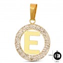 CIONDOLO LETTERA E IN ORO GIALLO 18 KT CON ZIRCONI BIANCHI + COLLANA LACCIO IN OMAGGIO