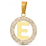 CIONDOLO LETTERA E IN ORO GIALLO 18 KT CON ZIRCONI BIANCHI + COLLANA LACCIO IN OMAGGIO