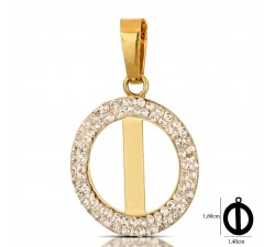 CIONDOLO LETTERA I IN ORO GIALLO 18 KT CON ZIRCONI BIANCHI + COLLANA LACCIO IN OMAGGIO