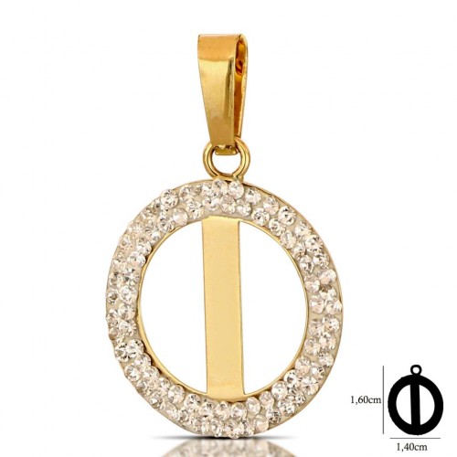 CIONDOLO LETTERA I IN ORO GIALLO 18 KT CON ZIRCONI BIANCHI + COLLANA LACCIO IN OMAGGIO