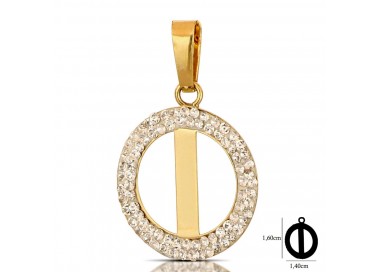 CIONDOLO LETTERA I IN ORO GIALLO 18 KT CON ZIRCONI BIANCHI + COLLANA LACCIO IN OMAGGIO